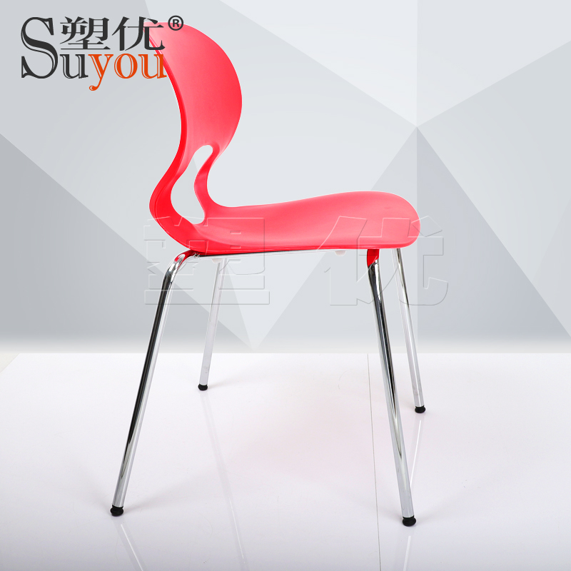 弓形椅架透氣塑膠靠背一體扶手布/皮面座墊底塑膠殼會議椅SY3257