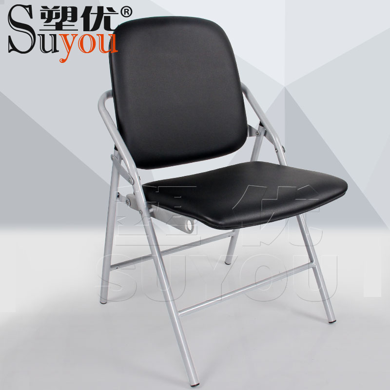 定做顏色皮/布面折疊椅子背框折疊培訓(xùn)椅軟包墊會(huì)議折疊座椅SY5031